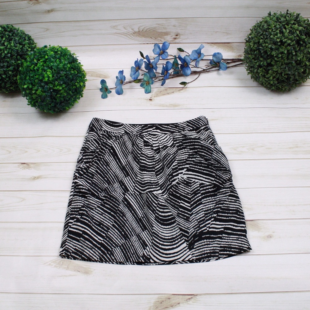 Banana Republic Black White Zebra Print Cowl Skirt
