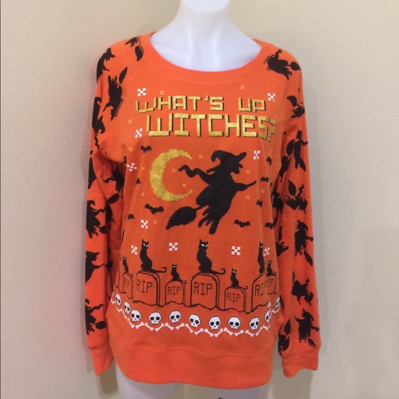 Tops - What's up Witches  orange Halloween long sleeve