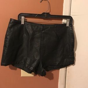 Stylish black leather shorts