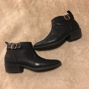 Black buckle booties