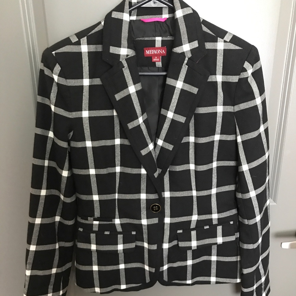 NWT Merona plaid black and white blazer