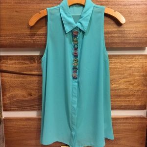 Seafoam Bejeweled Tunic