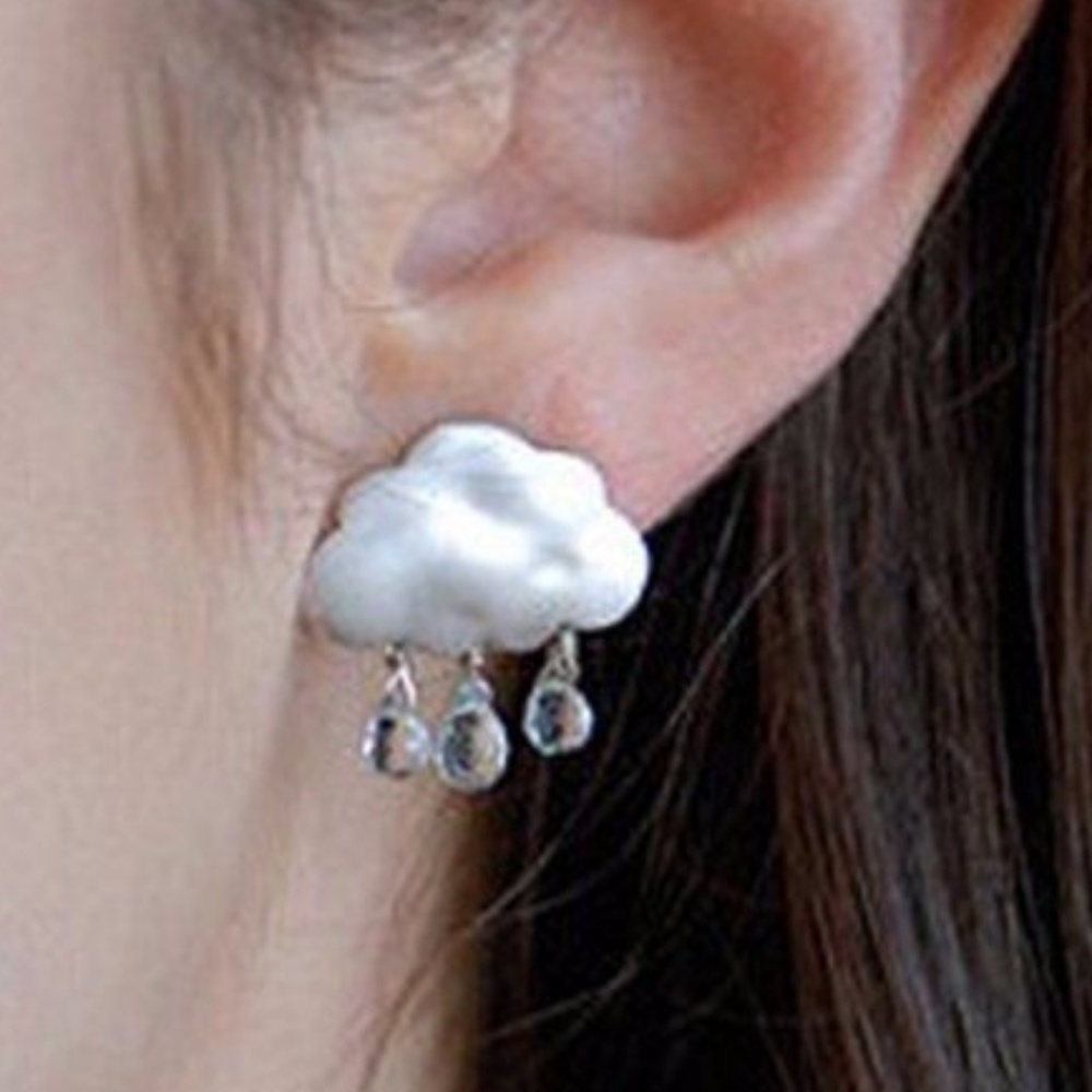 Rain RainCloud Rain Silver Stud Earrings
