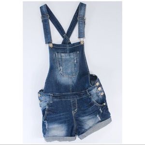 Distressed Denim Overall Shorts 🌼