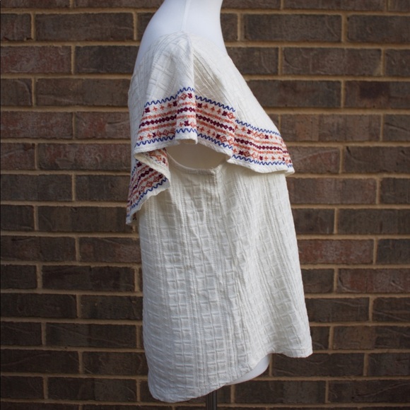 LUCKY BRAND Embroidered One-Shoulder Ruffle Top - Picture 4 of 8