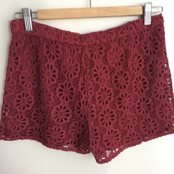 Women's Maroon Eyelet Sweet Rain Shorts - Picture 2 of 6