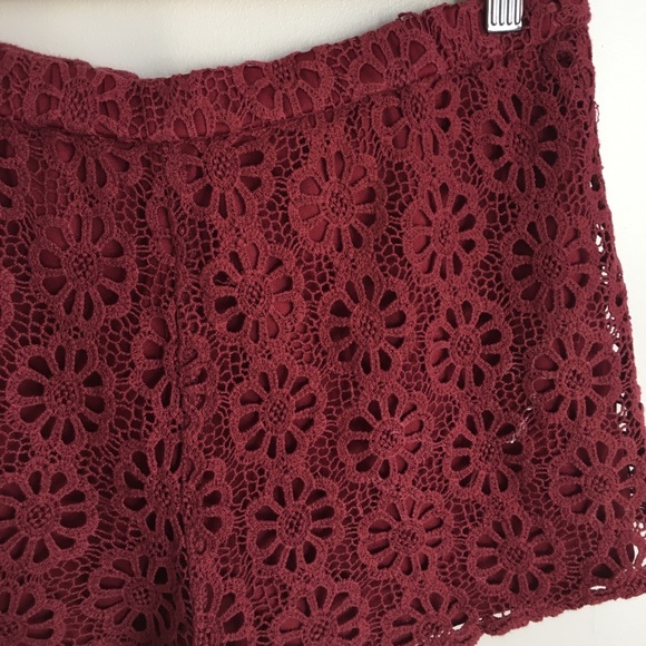 Women's Maroon Eyelet Sweet Rain Shorts - Picture 5 of 6