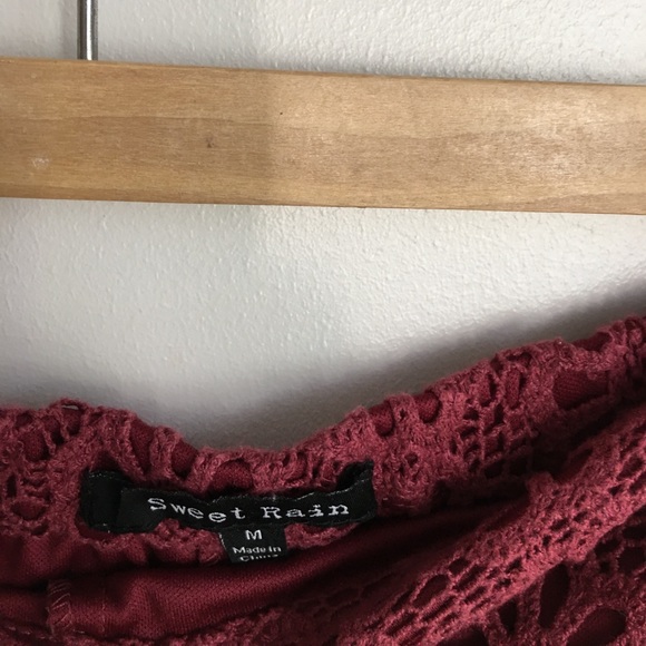 Women's Maroon Eyelet Sweet Rain Shorts - Picture 6 of 6