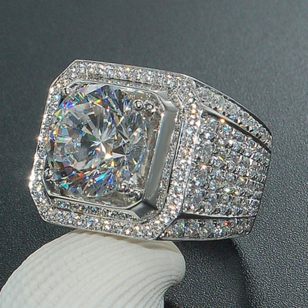 Sterling silver square ring for men