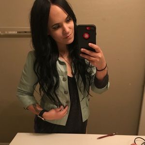 Bebe baby blue genuine leather jacket