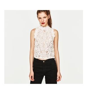 Zara White Lace Top