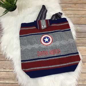 Woven Captain America Baja drawstring backpack