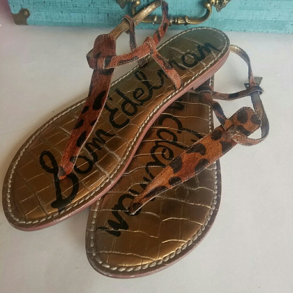 Sam Edelman leopard print calf hair sandals 8M