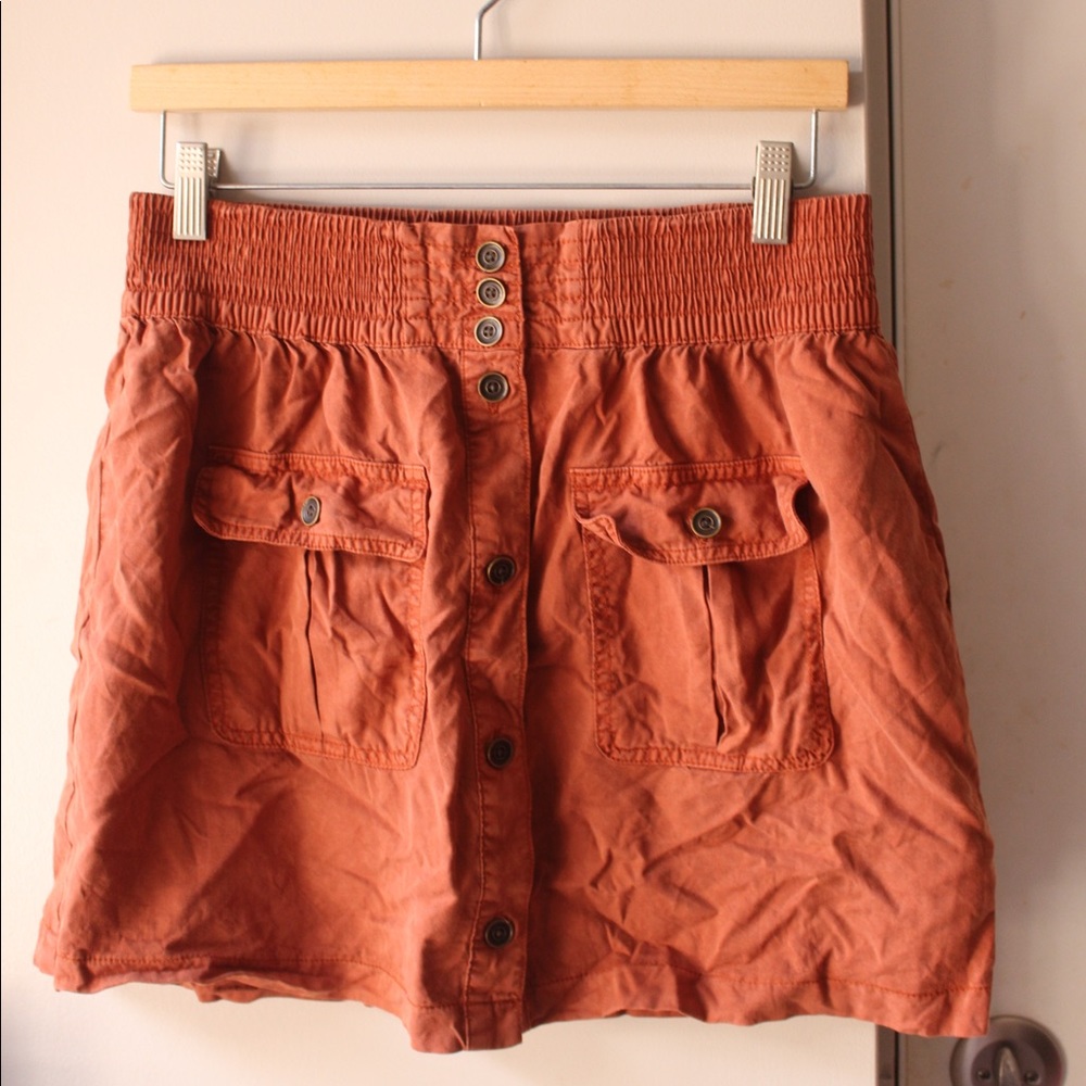Life in Progress orange button up skirt