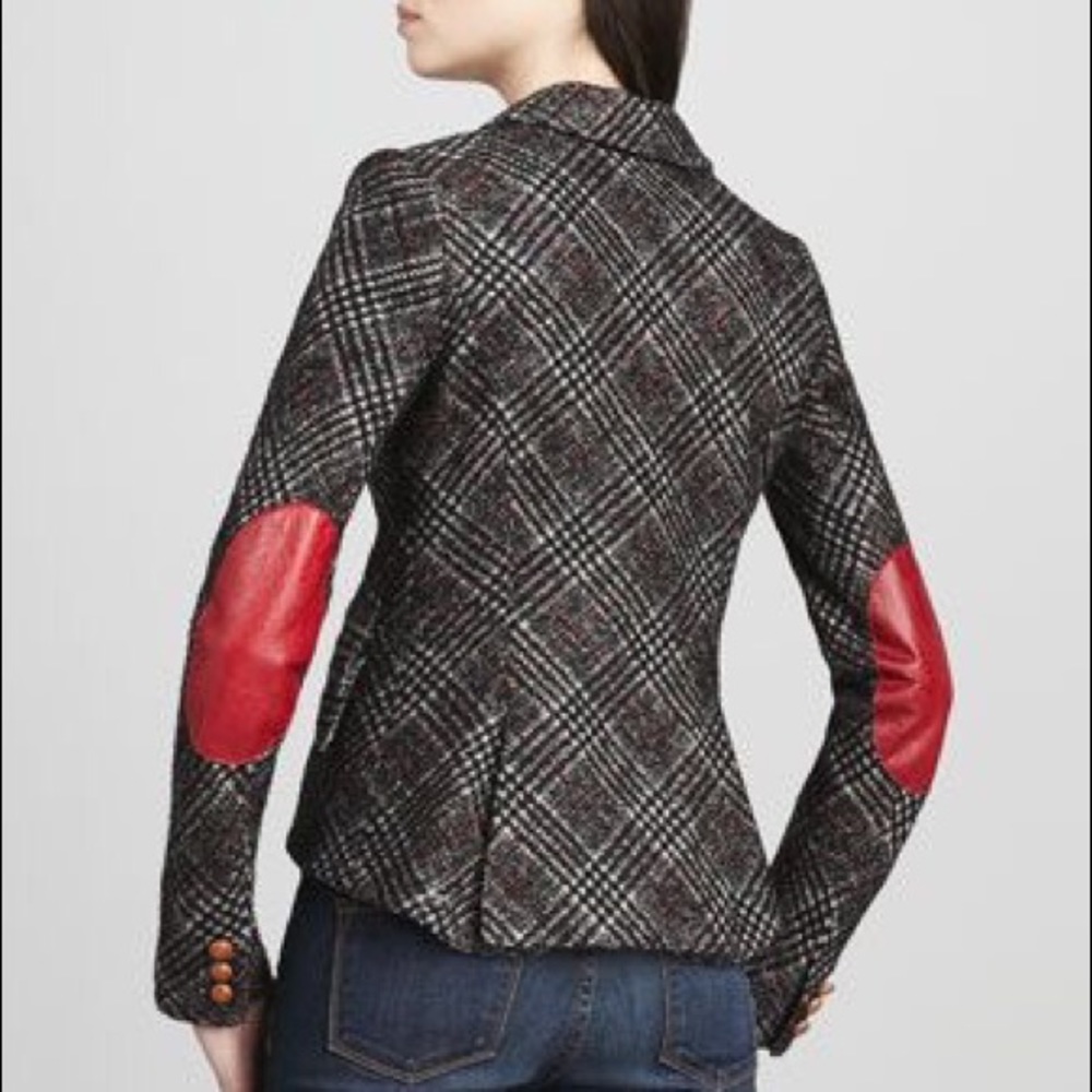 Smythe Tweed Hunting Blazer Red Elbow Patches