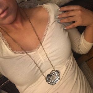 Long Rose Petal Detailed Necklace