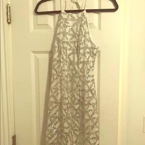 White and silver sparkly dress