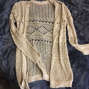 Crocheted cardigan.