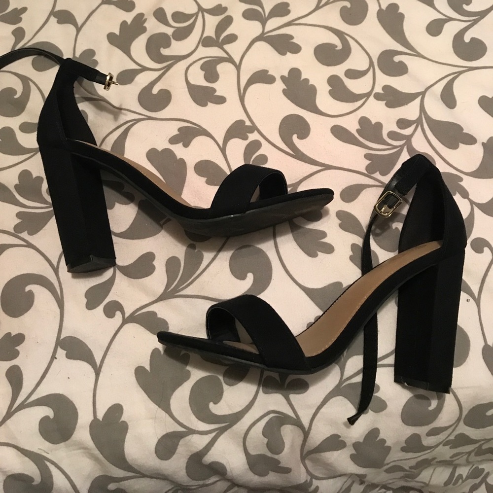 Black strap heels