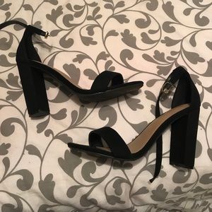 Black strap heels
