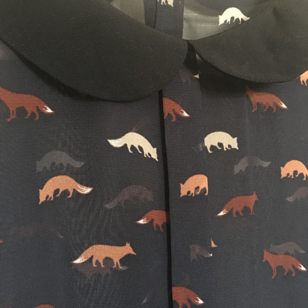 Zara Trafaluc Fox Print Short Sleeve Top