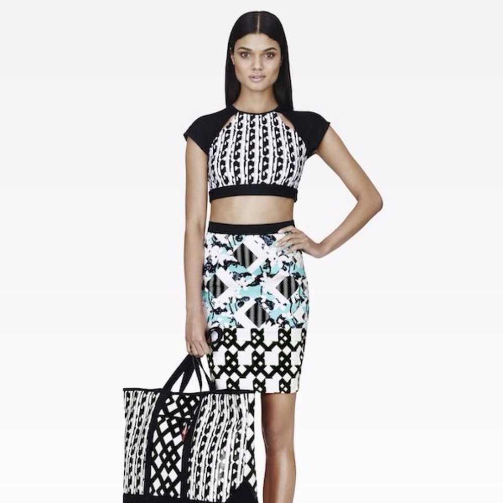 Peter Pilotto Geometric Multi Color Pencil Skirt