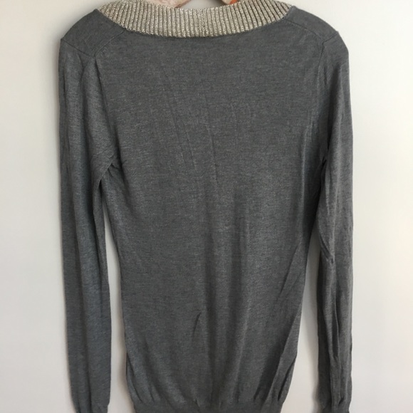 Women's Martin + OSA Gray Sparkly V-neck Sweater - Picture 4 of 4