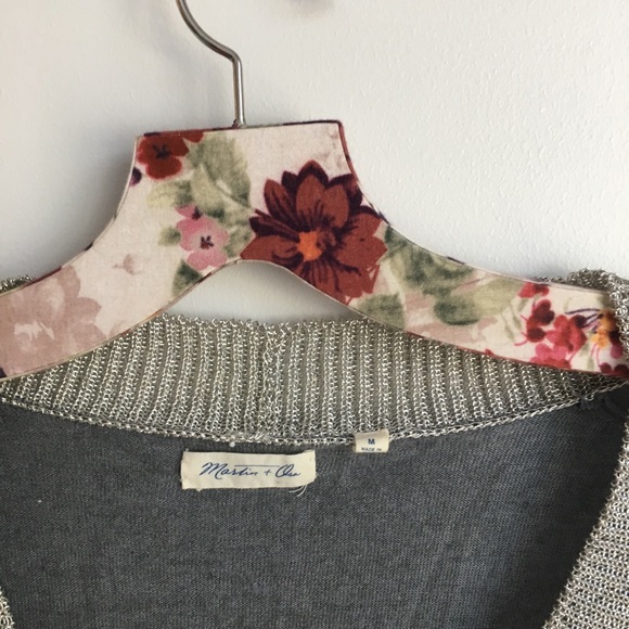 Women's Martin + OSA Gray Sparkly V-neck Sweater - Picture 3 of 4