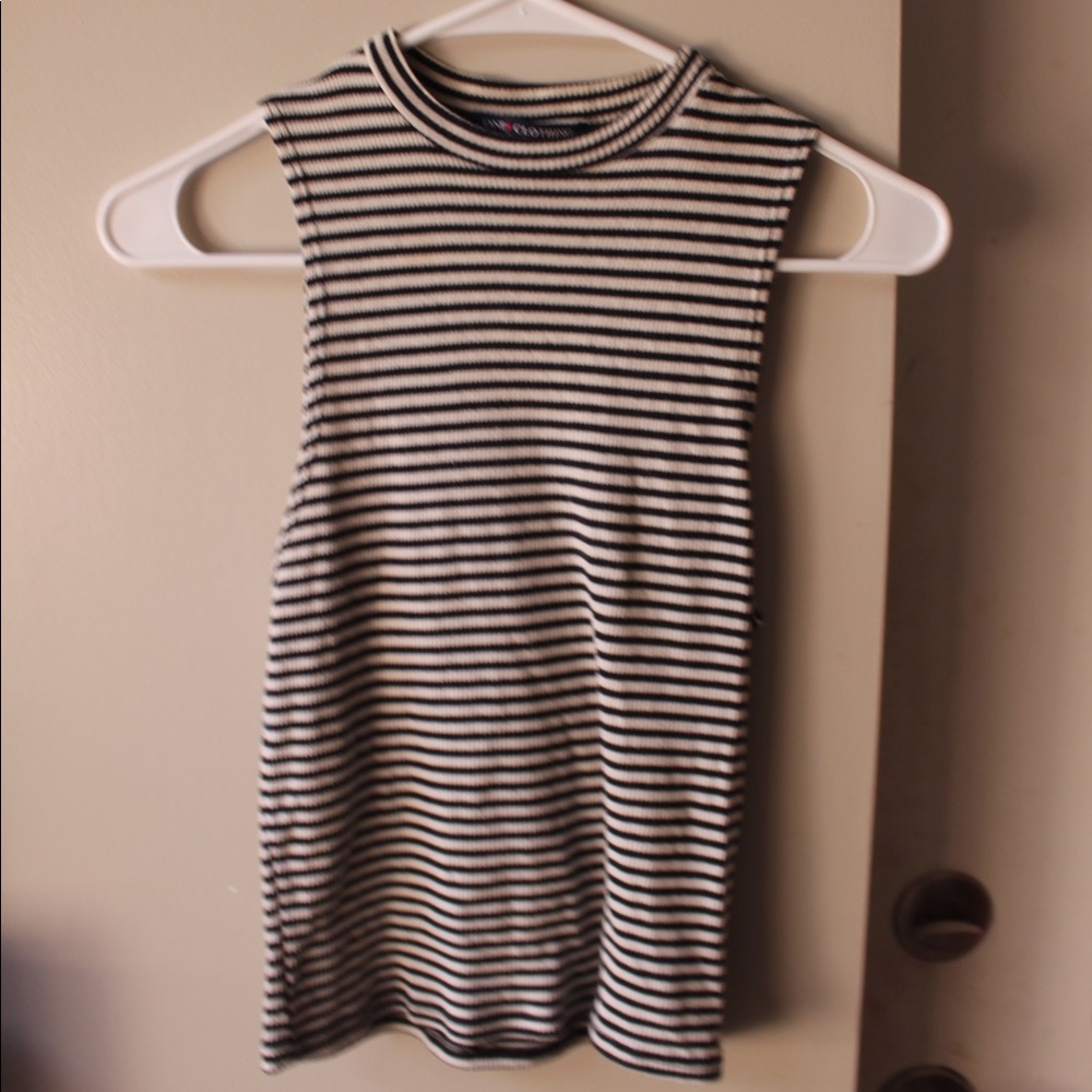One Clothing striped mock neck tank