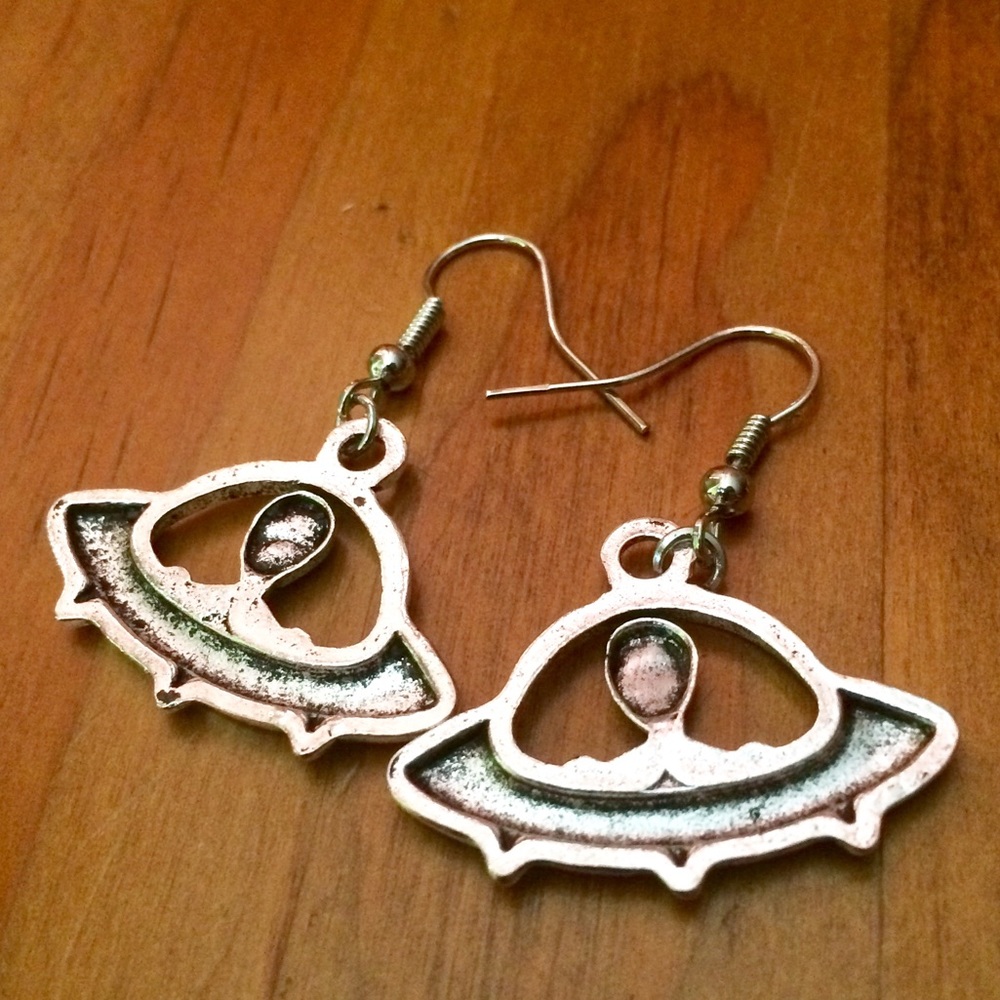 NWOT Alien Flying Saucer Earrings - Picture 4 of 4