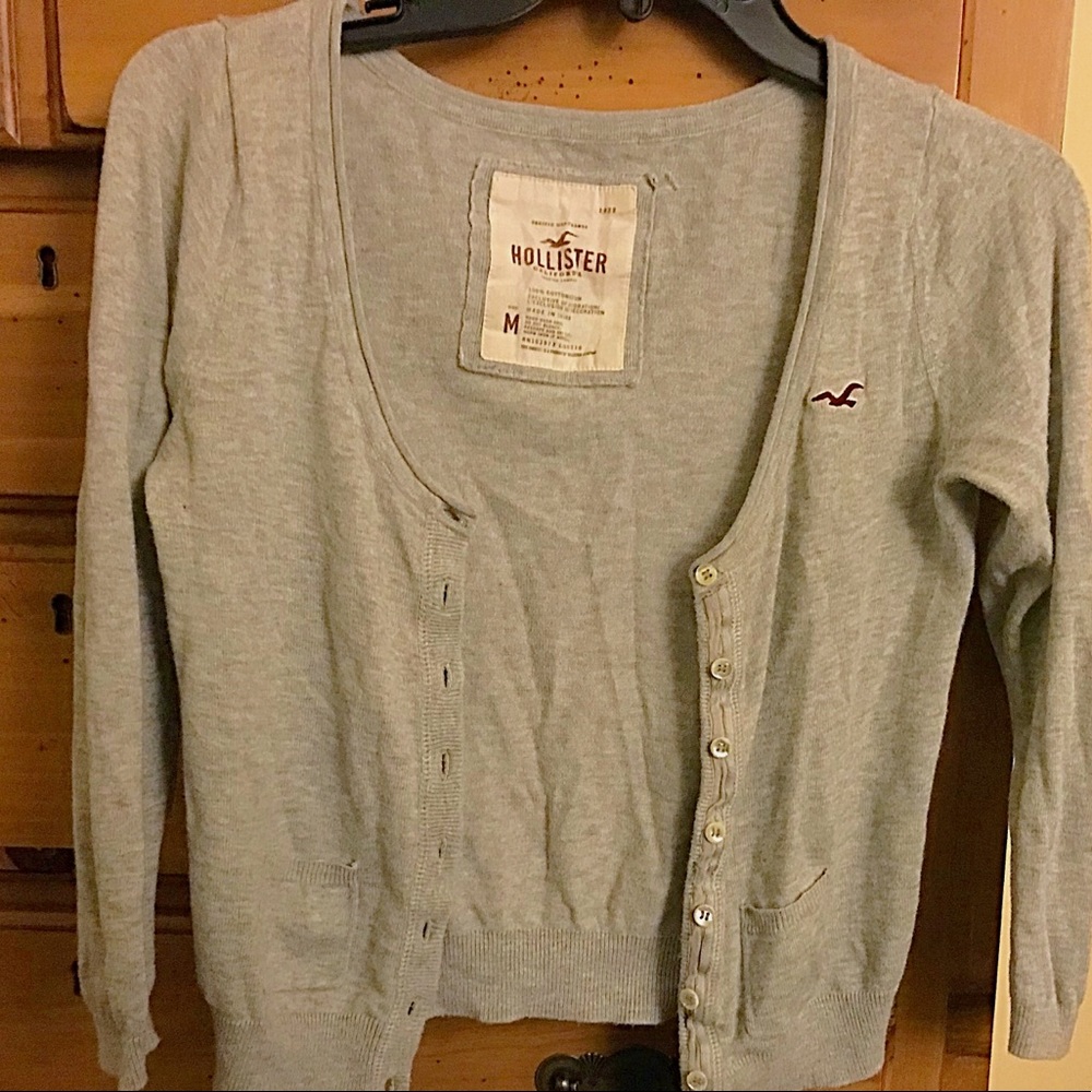 Hollister grey womens cardigan sweater button up