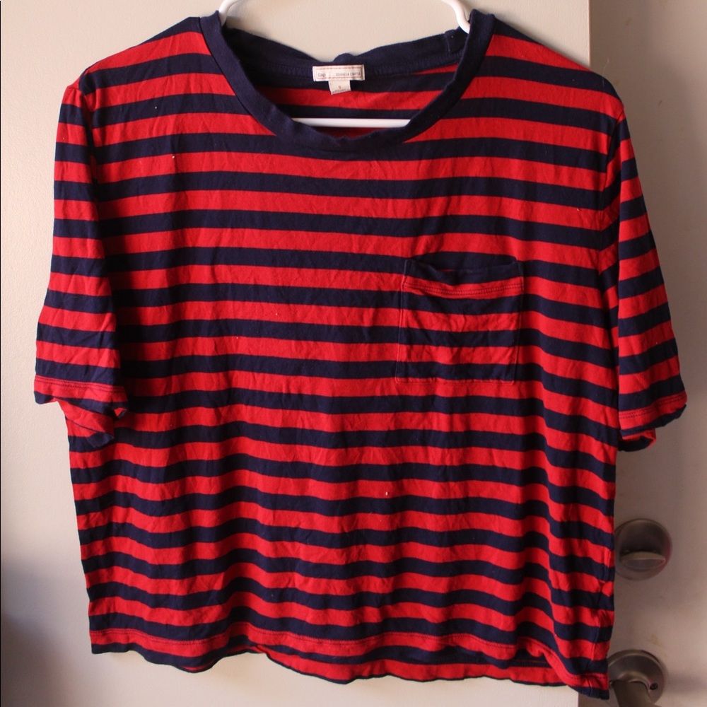 GAP red and blue striped tee