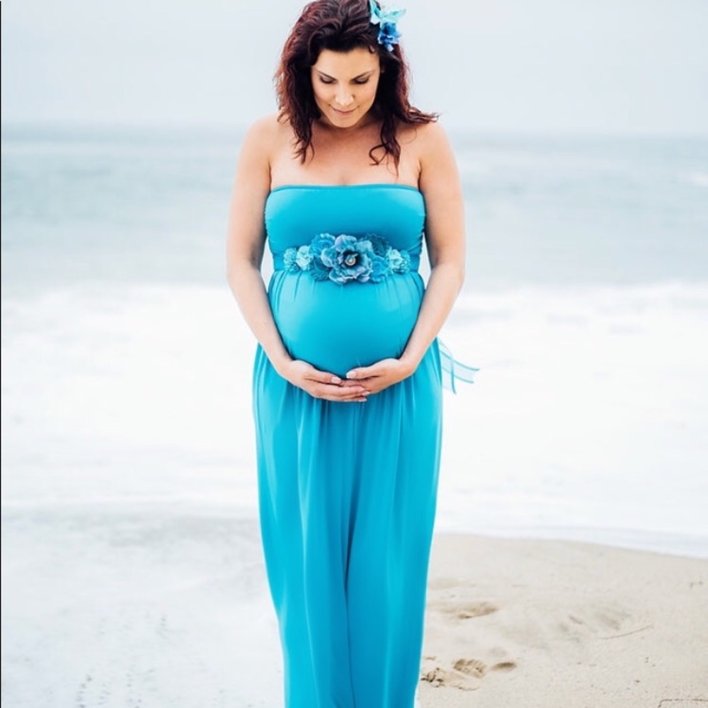 Turquoise & blue Pregnancy/maternity/bridal sash