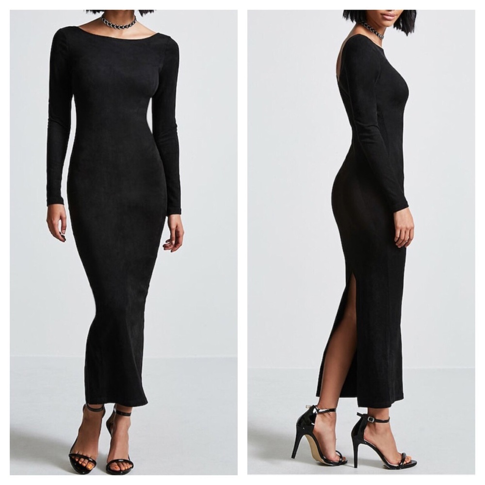 #SLAY Black Maxi Dress with High Back Slit
