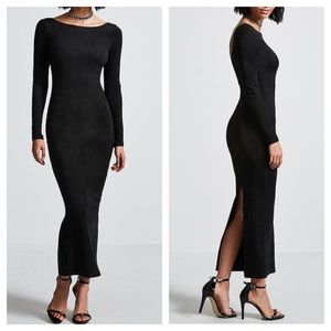 #SLAY Black Maxi Dress with High Back Slit