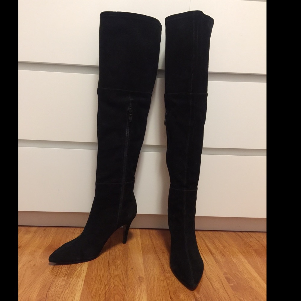 TAHAHI black Suede Over the knee boots