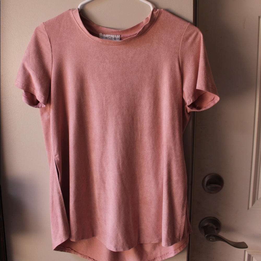 Moa Moa pink suede slit top