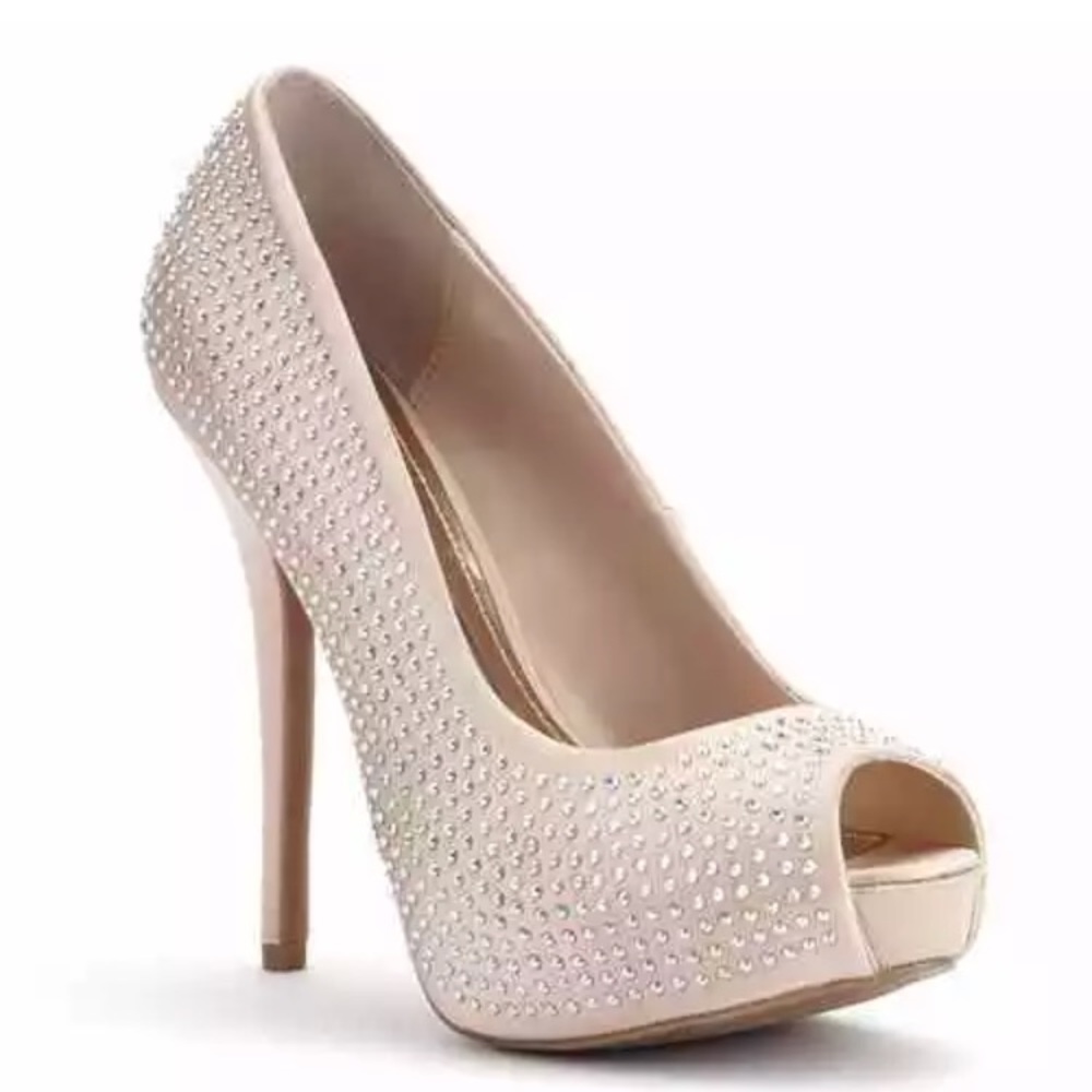 Jennifer Lopez champagne rhinestone platforms