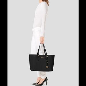 Michael Kors big black leather tote bag