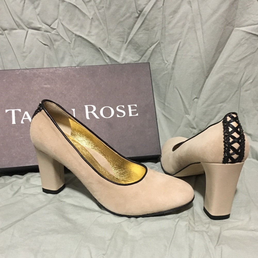 Taryn Rose : Made in Italy : Khaki Suede Pumps