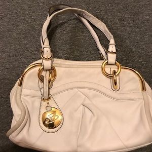 B. makowsky white and gold leather shoulder bag