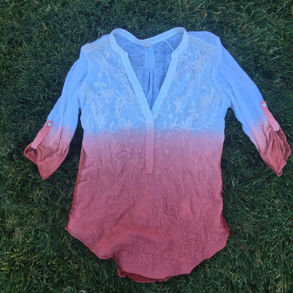 Anthropologie pink and white ombré shirt