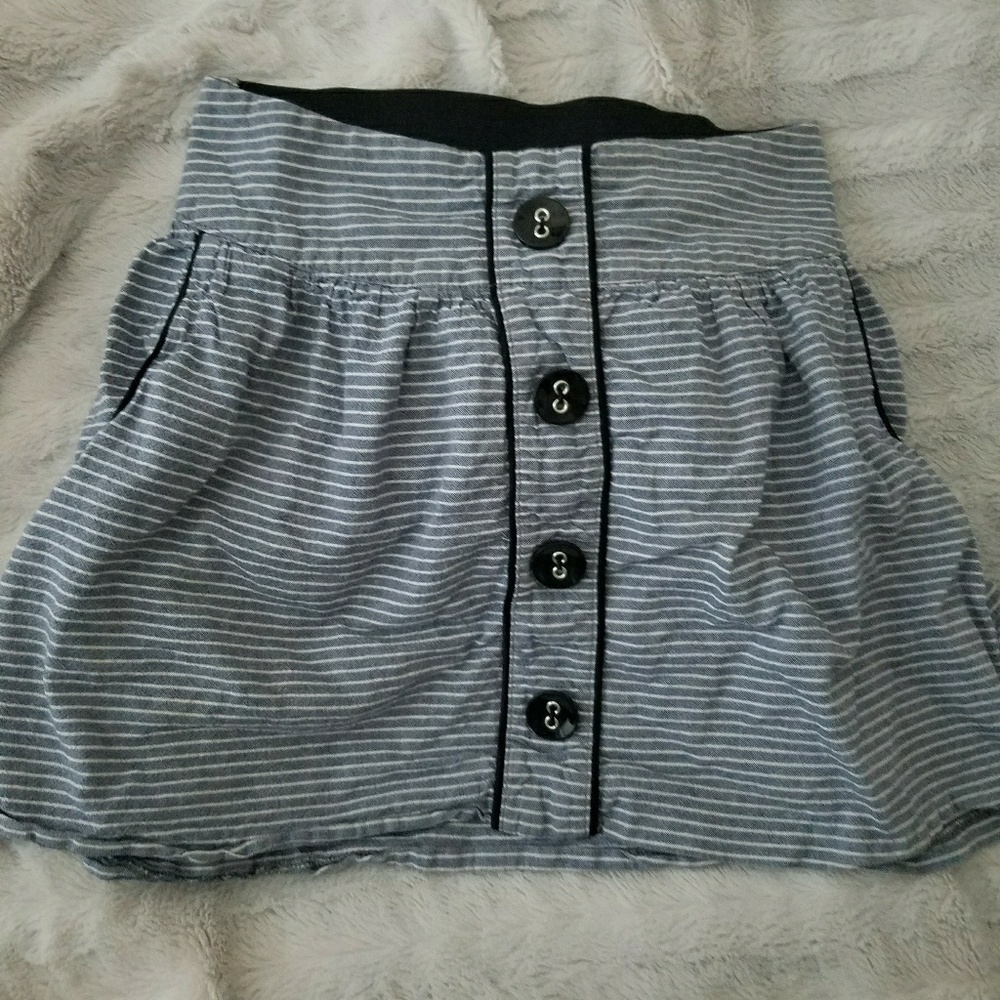 Sailor Big Button Striped Skirt