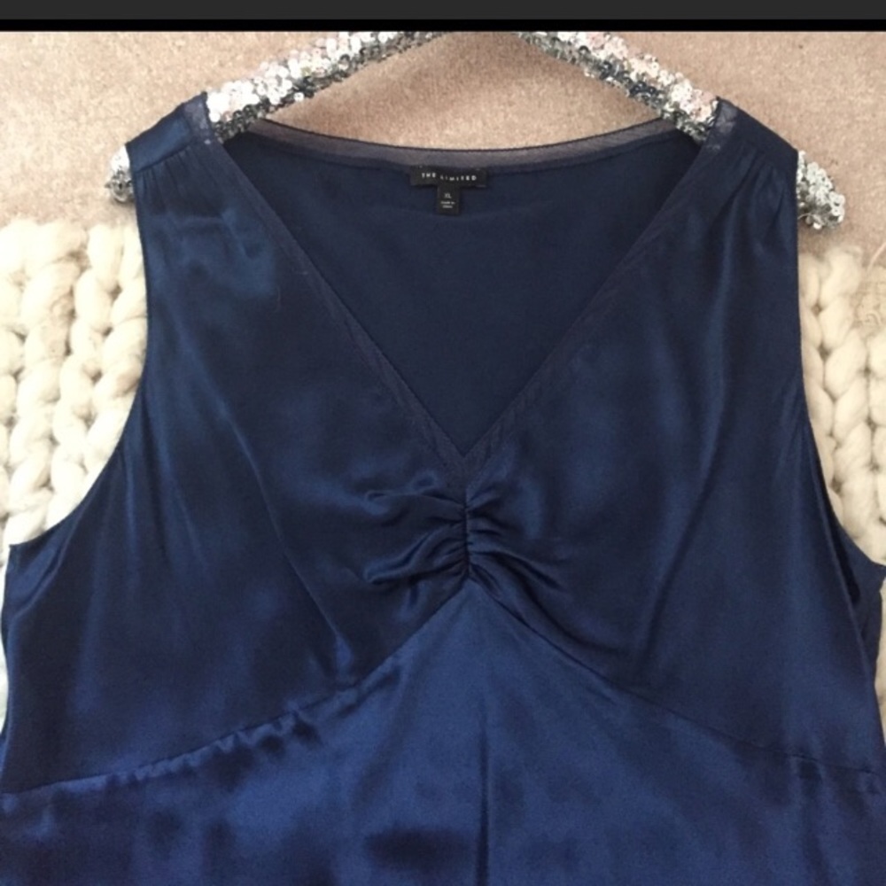 The Limited 100% Silk Midnight Blue blouse, XL