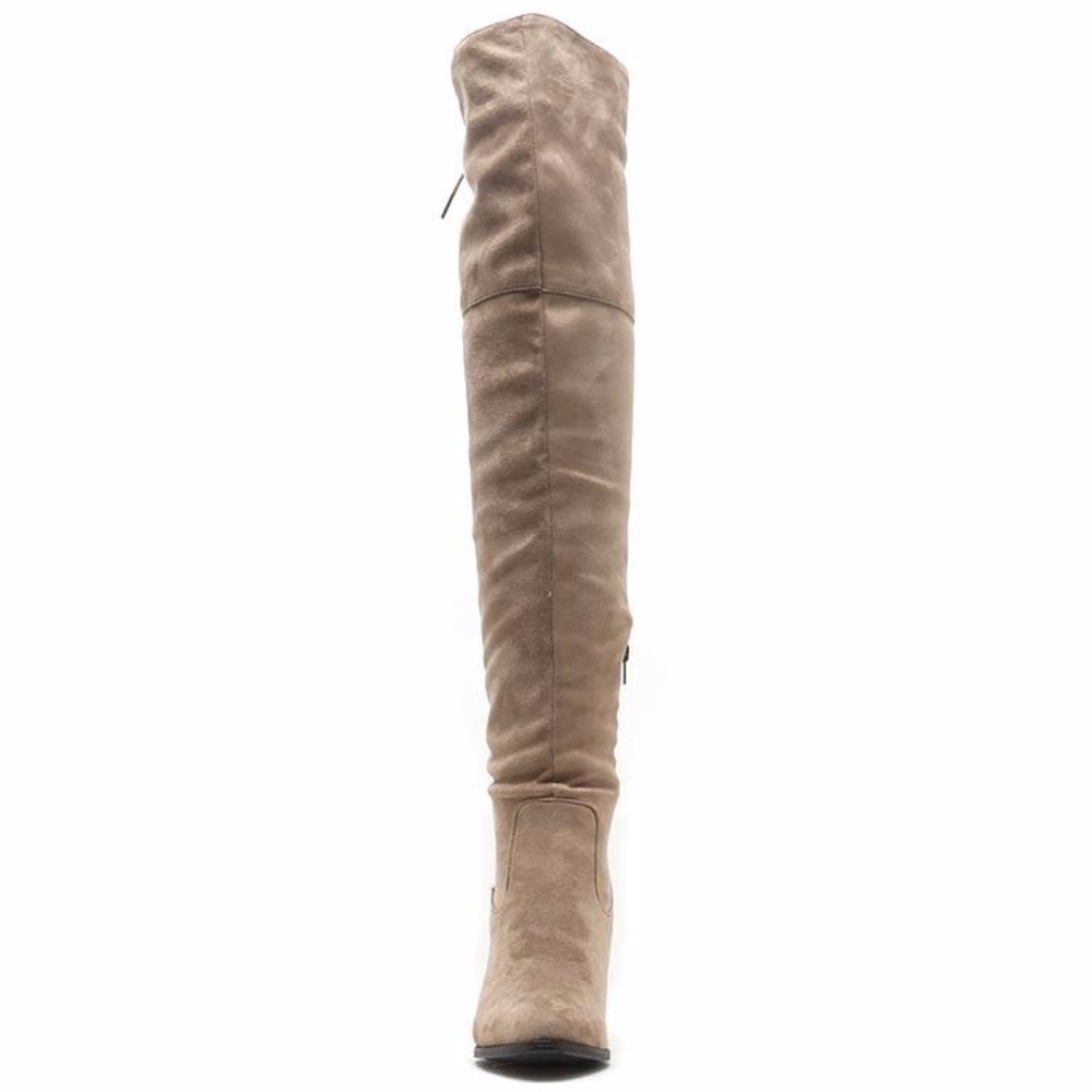 🍁 Taupe Over The Knee Heel Boots Fall Boots - Picture 8 of 8