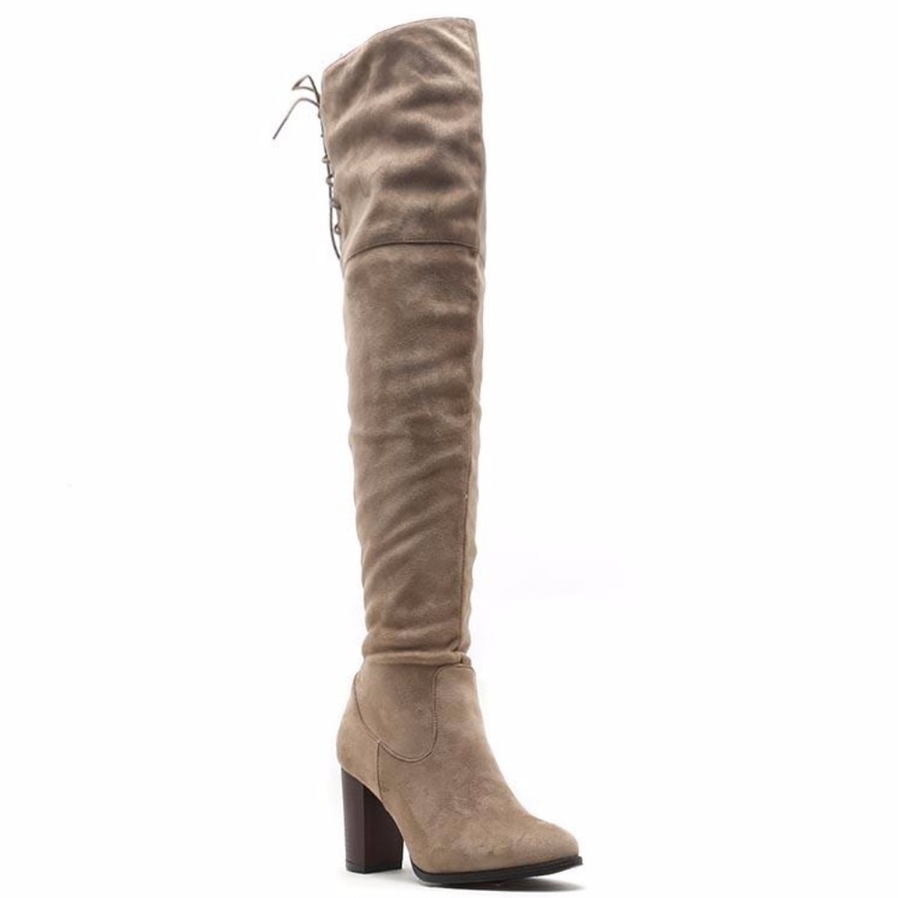 🍁 Taupe Over The Knee Heel Boots Fall Boots - Picture 5 of 8
