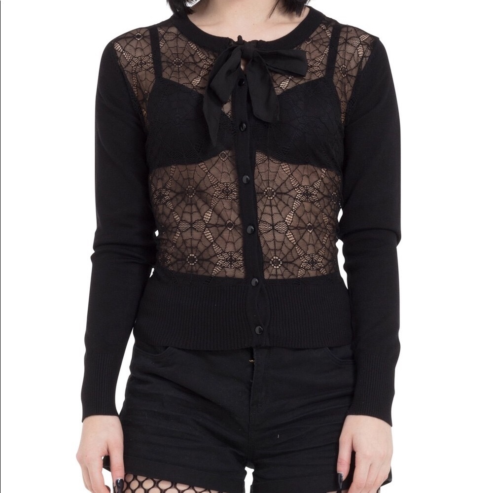 Black spiderweb lace cardigan