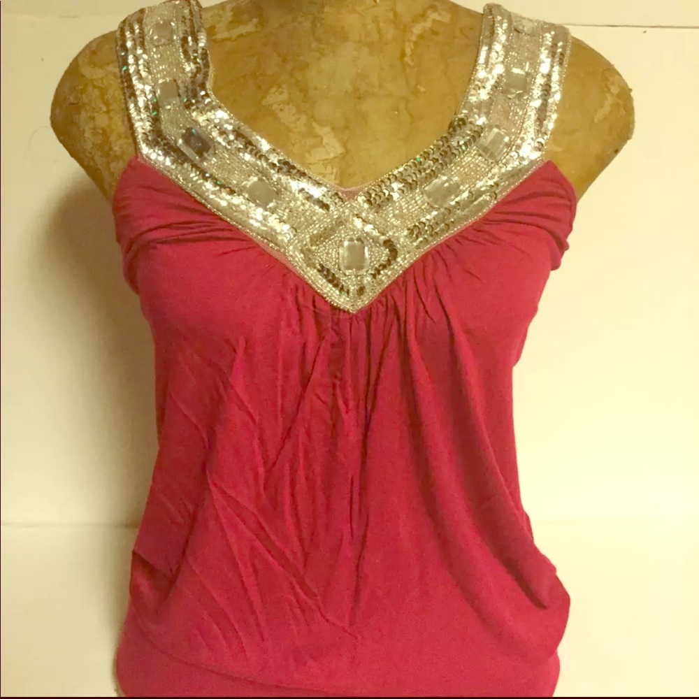 Fashion Top V cut Bejeweled, criss cross back