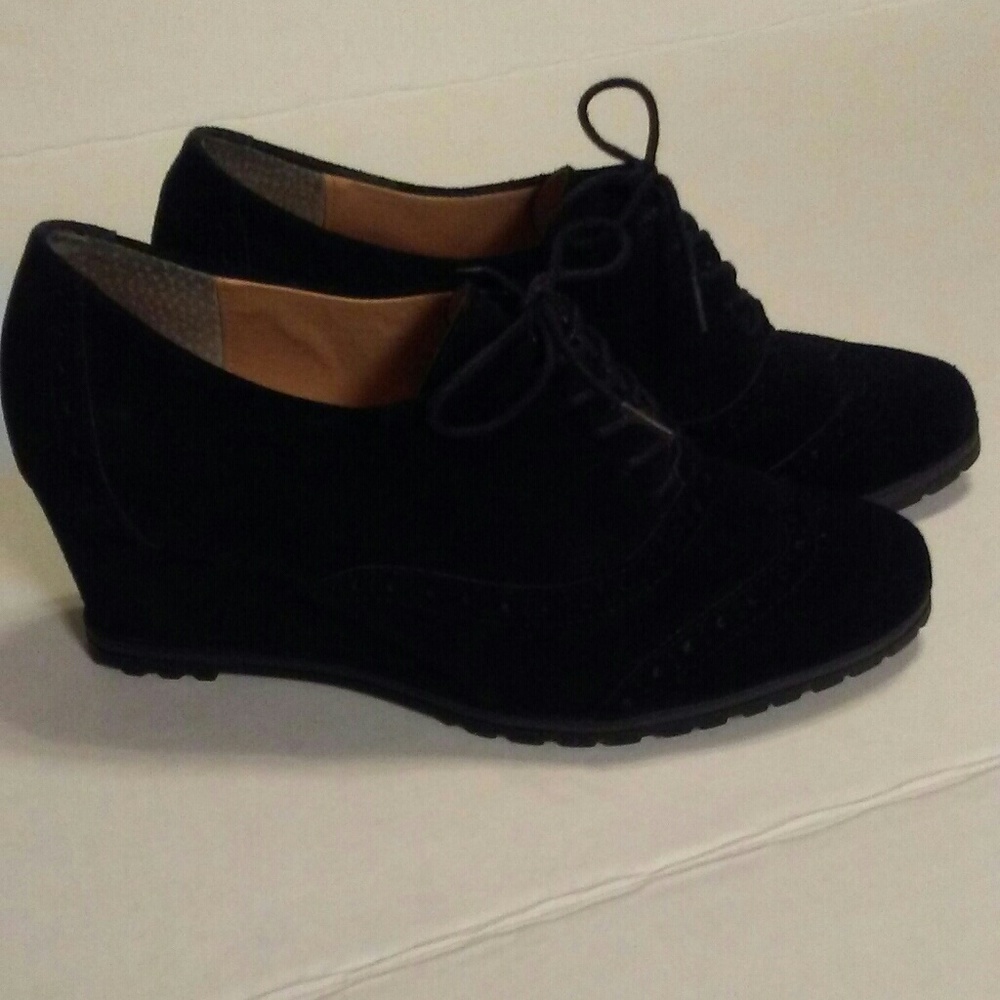 Black suede wedge