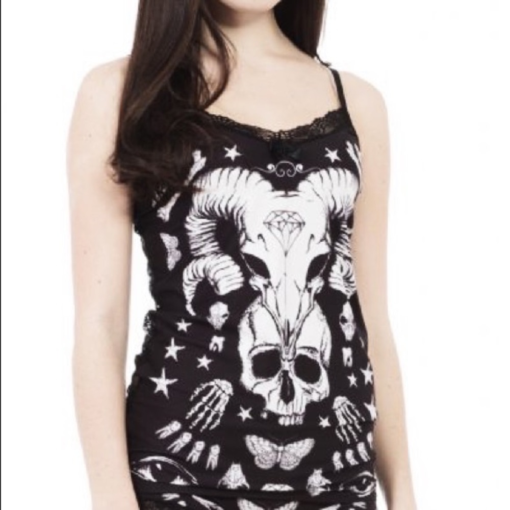 Witchy skull top with skeleton lace back